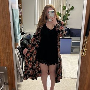 Rose Black Maxi Cardigan